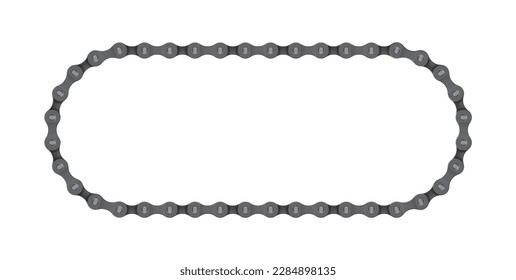 Vector line realistic bike chain rounded frame. Isolated on white background.