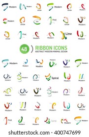 Conjunto de logotipo de la cinta de la línea del vector. Resumen de iconos de negocios de diseño lineal