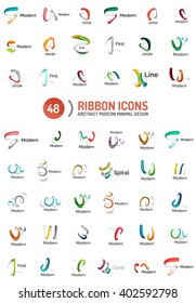 Conjunto de logotipos da faixa de opções de linha de vetor. Ícones de negócios de design linear abstrato