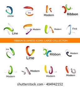 Conjunto de logotipo de la cinta de la línea del vector. Resumen de iconos de negocios de diseño lineal