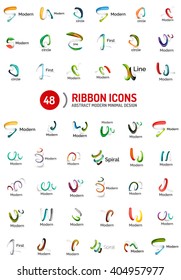 Conjunto de logotipo de la cinta de la línea del vector. Resumen de iconos de negocios de diseño lineal