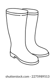 Vector Line rubber boots. Sketch style vector Rubber boots template for your illustrations.