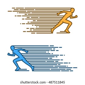 Vector line running icons.Outline figures runners.