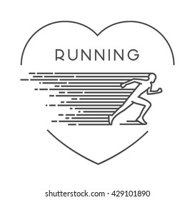 Vector line running logo and symbol. I love run. Sport label and badge.