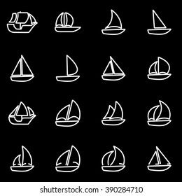 Vector line sailboat icon set