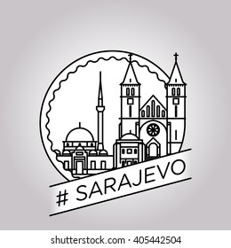 vector line sarajevo badge