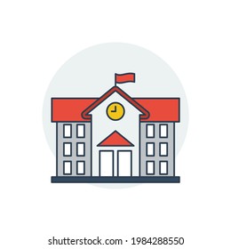 vector line school building icon