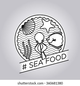 vector line seafood badge
