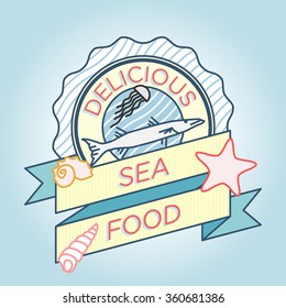 vector line seafood badge
