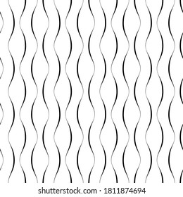 Vector line seamless pattern. Background with wavy swirl. Stripes lines. Elegant waves twist. Repeated geometric curved line. Design prints. Simple abstract texture. Black and white twisted elements