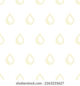 Vector line seamless pattern with drops of water or oil. Rain outline pattern on white background