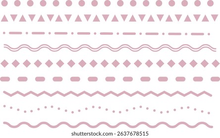 Vector line set -1- pink. Lines, borders, underline