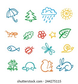 Vector line set icons. Nature.
