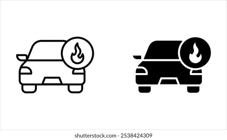 Vector line set of icons related to car accident. Simple outline sign on white background
