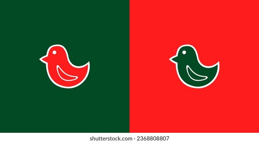 vector line in the shape of a bird in green and red