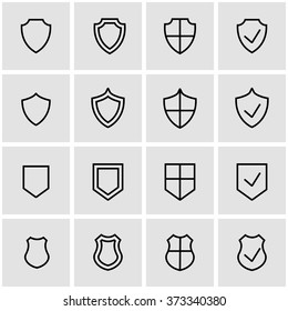 Vector line shield icon set.