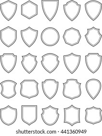 Vector line shield icon set.