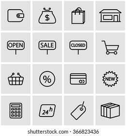 Vector line shop icon set.