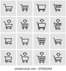Vector line shopping cart icon set
