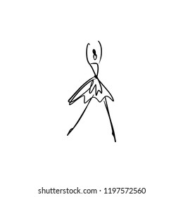 Vector line silhouette of elegant ballerina. Dancer icon. Logo template, label, emblem