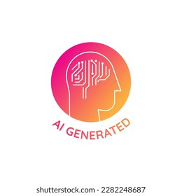 Línea de vectores placa y sello simple, inteligencia artificial generada, icono de ai y emblema