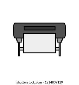 Vector line simple icon of plotter – inkjet printing machine for large formats