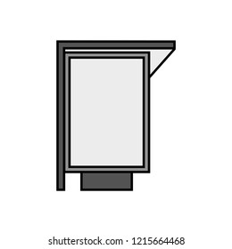 Vector Line Simple Icon Of A Street Citylight Light Box Or A Billboard At A Bus Stop 