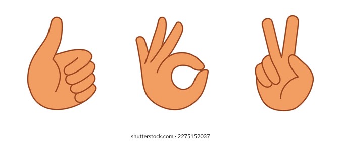 Vector line simple illustrations, hands and gesture in outline style