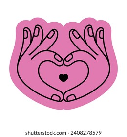 Vector line simple illustrations, hands and gesture in outline style, sticker gesture, print and poster design