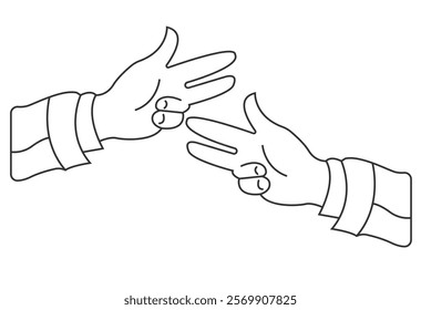 Vector line simple illustrations, hands and gesture in outline style, sticker gesture, print and poster design, teamwork concept