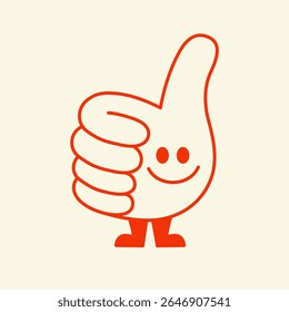 Vector line simple illustrations, hands and gesture in outline style, sticker gesture, print and poster design, funny mascot

