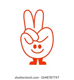 Linha de vetor ilustrações simples, mãos e gestos em estilo de contorno, gestos adesivos, impressão e design de cartaz, mascote engraçado

