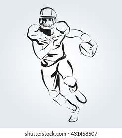 Vector line sketch of an American football player
