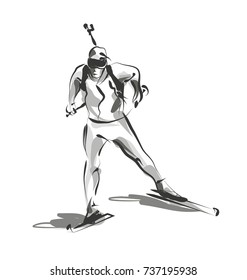 Vector line sketch biathletes