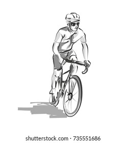 Vector line sketch cyclist