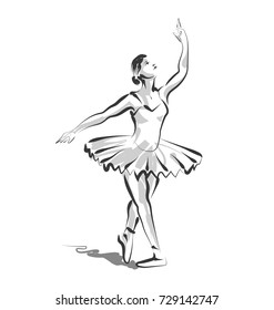 Vector line sketch of dancing ballerina