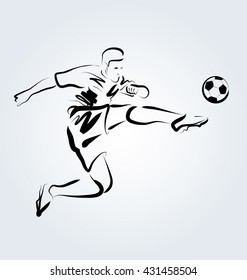 Soccer Jump Kickfootball Player Delivering Powerful Stock Vector ...