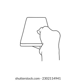 esbozo de línea vectorial de una mano que da un teléfono de mano
