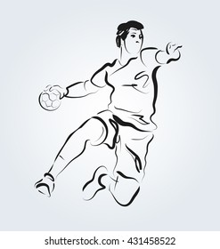 Vector Line sketch handball player