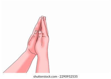 Vector line sketch of hans is praying, Prayers background.