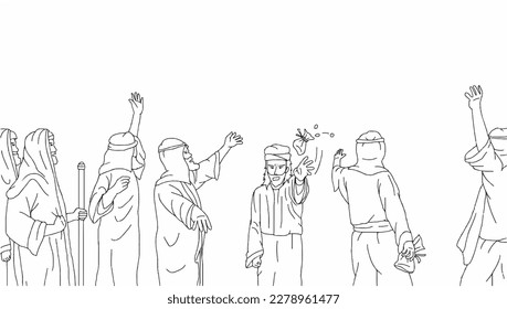 Die Vektorgrafik von Judas bringt Geld zurück zu den Astrologen, zum Osterhintergrund.