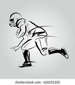 Vector Line Sketch Player American Football Stock Vector (Royalty Free ...