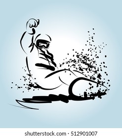 Vector Line sketch snowboarder