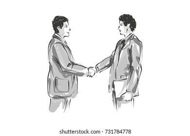 Vector line sketch of two businessmen
