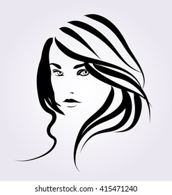 Vector Line sketch of a woman's face