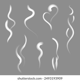 Vector Line Smoke condensation. Smoke isolated on gray background