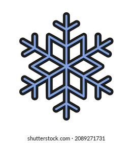 Vector line snowflake Icon blue on a white background
