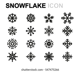 Vector line snowflake icons set on white background