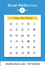 Vector line social media tiny icon set