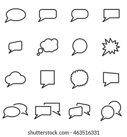 Vector Line Speach Bubbles Icon Set On White Background